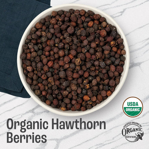 (16 oz) J Mac Botanicals, Organic Dried Hawthorn Berries Whole Hawthorn berry from Eastern Europe, certified Organic