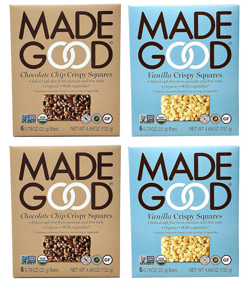Made Good Organic Crispy Squares Variety Pack of 4 - Vanilla and
