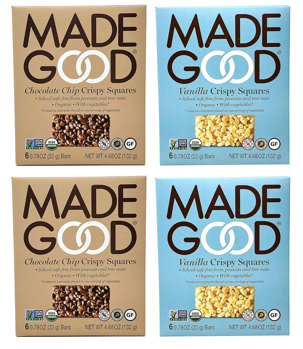 Made Good Organic Crispy Squares Variety Pack of 4 - Vanilla and