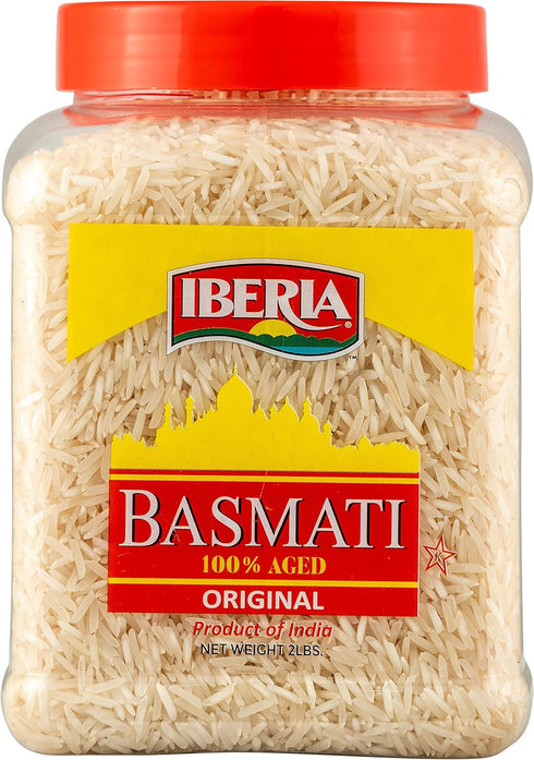Iberia Basmati Rice Jar, 2 Pounds, Extra Long Grain, Naturally Aged Indian