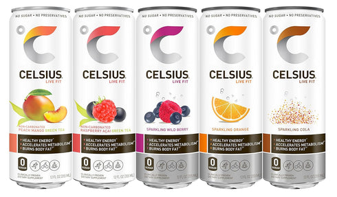 9-Flavor Pack, 12 Oz (Pack 12) CELSIUS Fitness Drink Variety Zero Sugar, Slim Can Fl