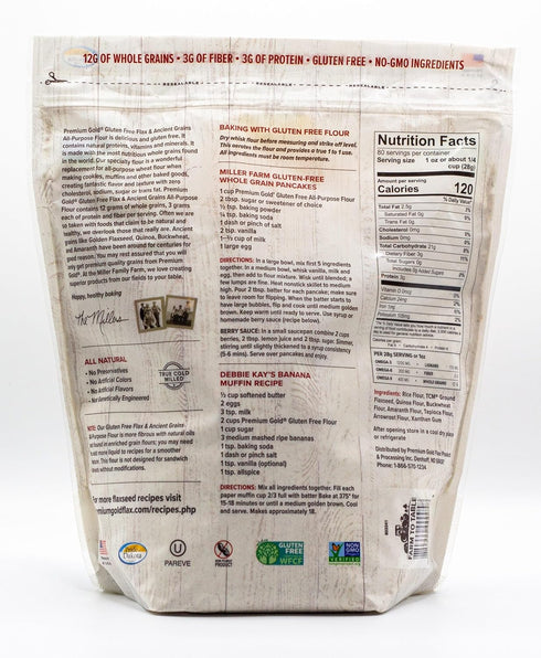 5 Omega-3, Premium Gold Gluten Free All Purpose Flour, Pound, Gluten-Free, Non-GMO, Kosher, High In Fiber, Source