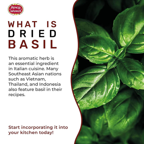 Spicy World 7oz (200g) Dried Basil Leaves - Natural, Non-GMO, Vegan, Ayurveda Herb - by