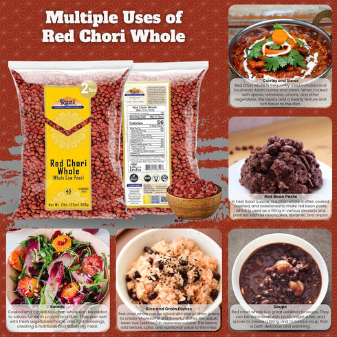 32oz (2lbs) 908g Rani Red Chori Whole (Adzuki Beans) ~ All Natural | Vegan | Gluten Friendly | NON-GMO | Kosher | India