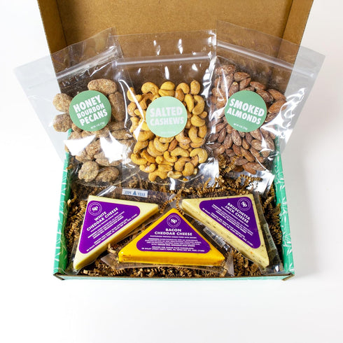 1.5 Cheese and Nuts Gift Basket - Gift Basket for Men, Women, Birthday, Includes Cashews, Almonds, Pecans, Jack