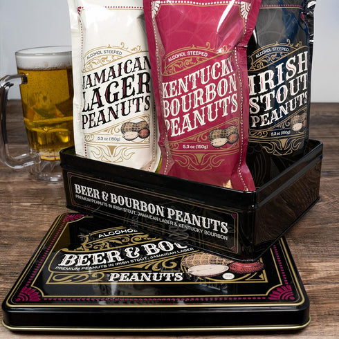 Nuts Gift Basket for Men, Unique Flavored Peanuts Assortment in a Cool Tin Gift Box, Birthday Gift for Men, Great Gift