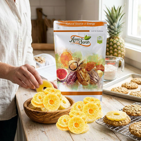 4 Lbs, SO2 64 Oz Dehydrated Pineapple Ring Slice Low Sugar, NO (NO SULPHUR), Natural, Fresh Sweet Dried Tropical