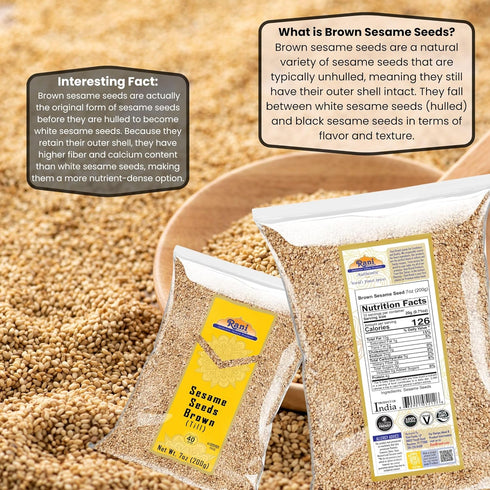 Rani Sesame Seeds Whole Brown, Raw (Till), 7oz (200gm), All Natural, Gluten Friendly, NON-GMO, Kosher, Vegan
