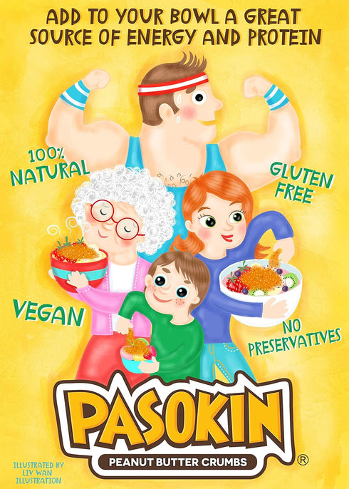 10.5 oz PASOKIN | Peanut Butter Crumbs Topping | Gluten Free, Vegan, All Natural, Kosher, Made in USA, Jar (Peanut
