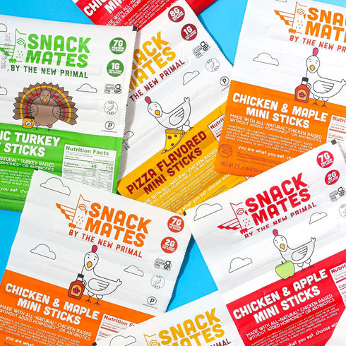 7g 50 40 Pack The New Primal Snack Mates Chicken & Maple Sticks, Gluten Free Healthy Snacks for Kids, Low Sugar High