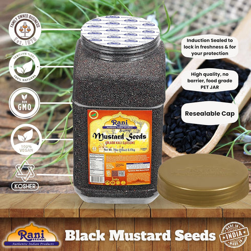 112oz (7lbs) 3.18kg Rani Black Mustard Seeds Whole Spice (Kali Rai) Bulk PET Jar ~ All Natural | Gluten Friendly |