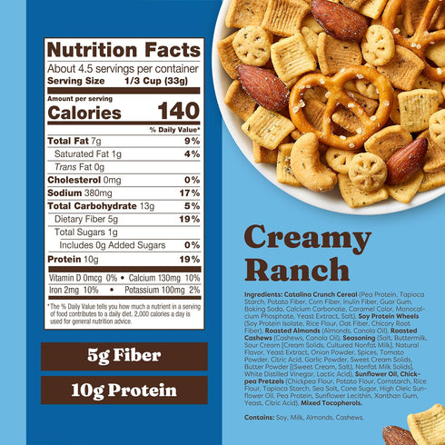 10g 1g Pack 4 (Pack 4) Catalina Crunch Protein Snack Mix with Cheese Crisps | Protein, Sugar per Serving | Good Source