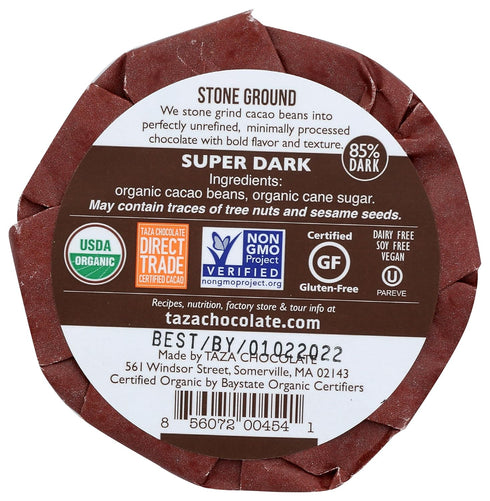 85% 2.7 oz Taza Organic Chocolate Mexicano Super Dark Disc Dark