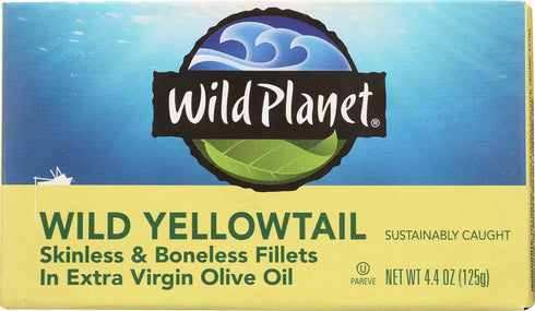 Wild Planet Wild Yellowtail Fillets in Organic Extra Virgin Olive Oil, Skinless & Boneless, 4.4 Ounce