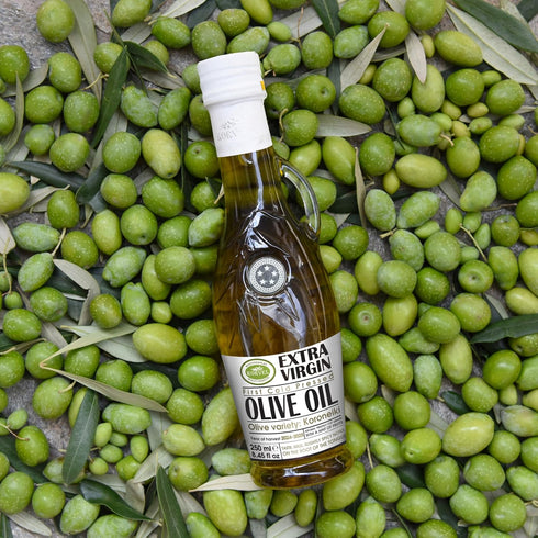 250ml (8.45 oz) 2 Pack KORVEL Greek Extra Virgin Olive Oil, Amphora fl Premium Cold Pressed Greek EVOO in Elegant Glass