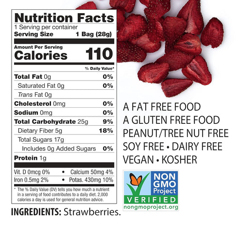 1 Oz (Pack 8), 100% Brothers All Natural Freeze Dried Fruit Crisps, Strawberry, of Made with Fruit, Gluten Free, Soy