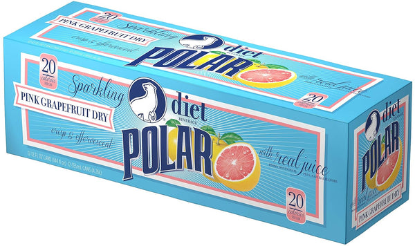 Polar Beverages Dry Juice, Diet Pink Grapefruit, 12 Fluid Ounce (Pack of