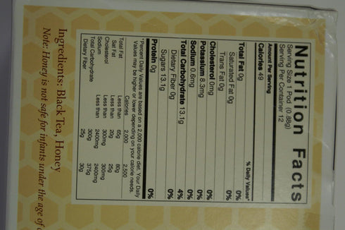 (package 12) English Breakfast Tea with Honey Single Cup Serve