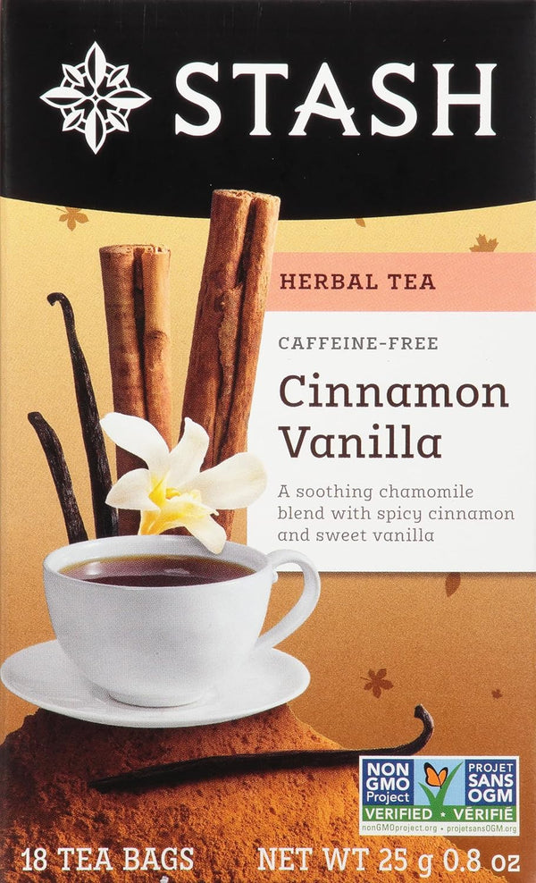 Stash Tea Premium Caffeine Free Herbal Tea, Cinnamon Vanilla, 18 Count