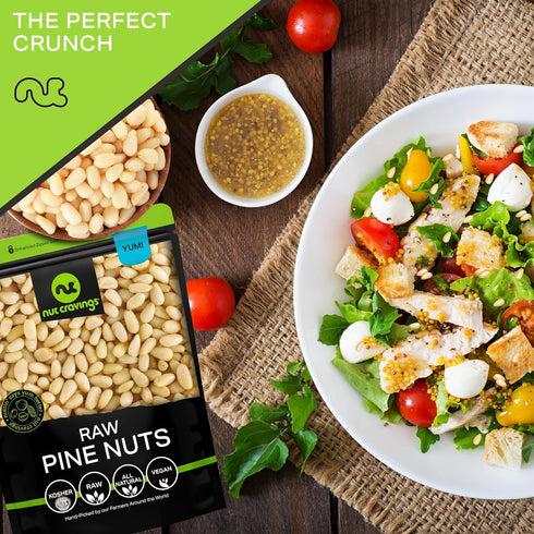 (16oz 1 LB) Packed NUT CRAVINGS - Raw Pine Nuts Pignolias, Unsalted, Shelled, - Fresh in Resealable Bag - Kosher