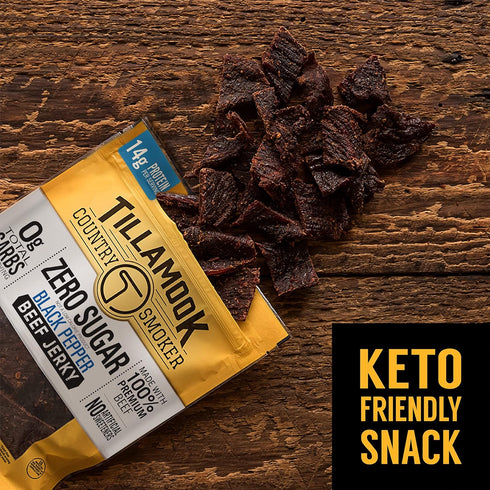 Country 2.2 Tillamook Smoker Zero Sugar Keto Friendly Beef Jerky, Black Pepper, Ounce