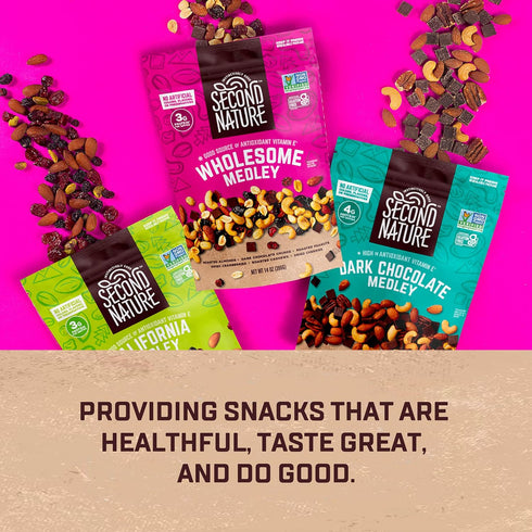 12 oz. (Pack 6) Second Nature Dark Chocolate Medley Trail Mix, Resealable Pouch of Certified Gluten-Free Snack Mix Dark