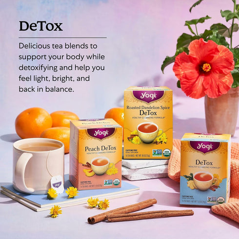 16 Pack (4 Packs) Yogi Tea DeTox Tea - Tea Bags per - Organic Detox Tea for Digestive & Circulation Support - Includes