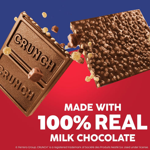 36 1.55 oz CRUNCH Full-Size Candy Bar, Creamy Milk Chocolate with Crunchy Crisped Rice, Individually Wrapped Bars, Each