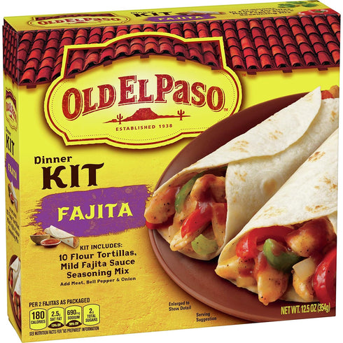 Old El Paso Fajita Dinner Kit with Flour Tortillas, Mild Fajita Sauce,