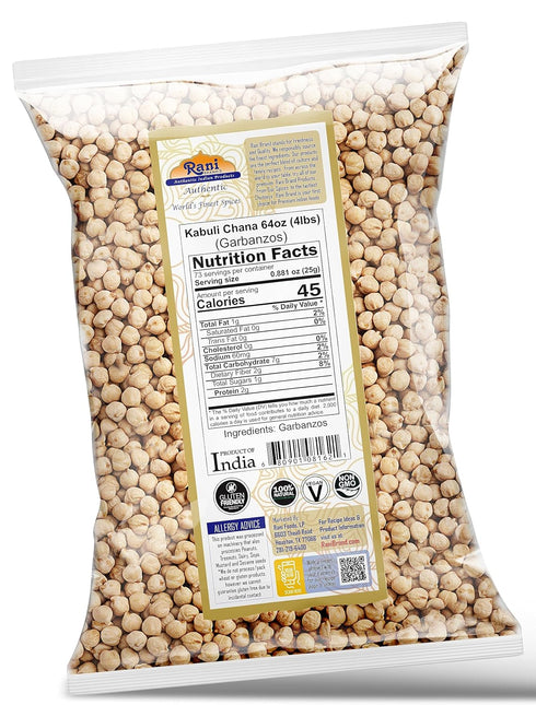 64oz (4lbs) 1.81kg Rani Garbanzo Beans (Kabuli Chana) Bulk ~ All Natural | Vegan | Gluten Friendly | NON-GMO | Kosher |