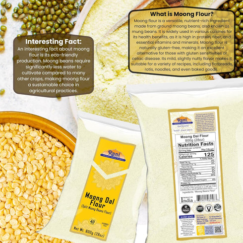 28oz (1.75lbs) 800g Rani Moong Flour (Mung Bean Flour, Green Gram Flour) ~ All Natural | Vegan | Gluten Friendly |