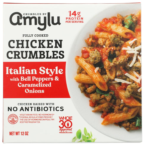 Amylu Foods Italian Style Chicken Crumbles, Natural Ingredients, 14g of Protein, GAP