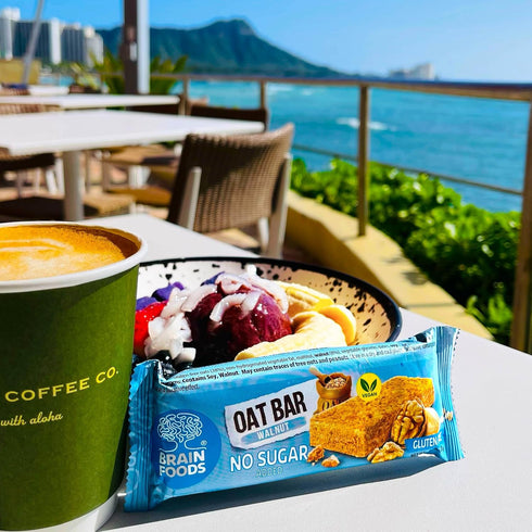 2.5oz, (12 BRAIN FOODS Oat Bars - Gluten Free, Vegan, No Sugar Added, No Palm Oil, Bars) (Walnut)