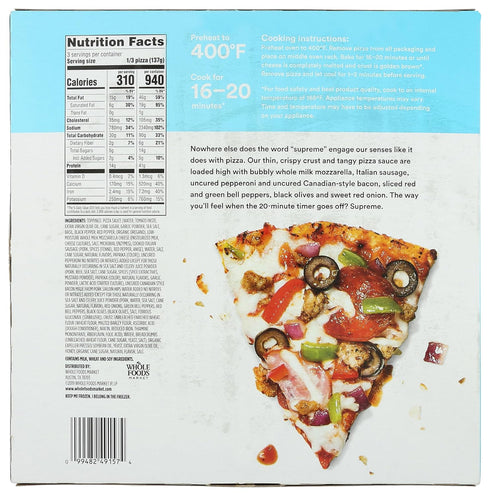365 by Whole Foods Market 14.5 OZ Supreme Thin Crust Pizza