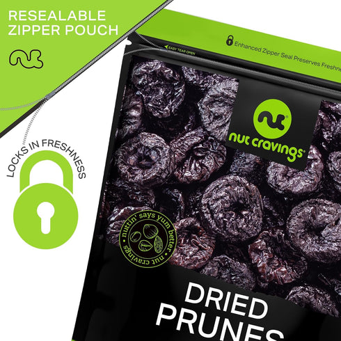 (80oz, 5 LB) NUT CRAVINGS - Dried Prunes Pitted Unsweetened, Dry Plums No Sugar Added, Unsulphured Sweet Healthy Snack