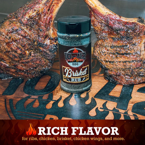 10-42 BBQ Brisket Rub (NO MSG) - All-Natural Spice Seasoning for Steak, Rib, Meat - 10.5oz