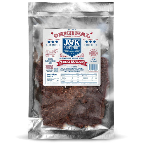 J&K Sugar-Free Original Beef Jerky - Real Premium Smoked Beef with Double