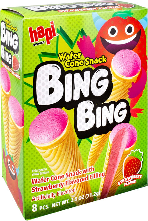 Hapi Bing Bing Cone Snack with Strawberry Filling, 2.5 Ounce