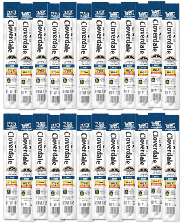 Cloverdale Tangy Snackers Beef Summer Sausage Stick 1 Ounce, 24 Pack Individually