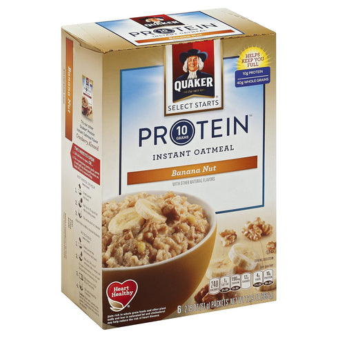 12.9 Oz, 6 Count (Pack 12) Quaker, Protein Instant Oatmeal, Banana Nut