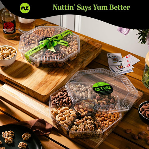 (7 1 LB) Package, NUT CRAVINGS - Easter Mixed Nuts Gift Basket + Green Ribbon Assortments, Treats for Adults, Food