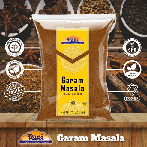 11-Spice 7oz (200g) Rani Garam Masala Indian Blend ~ All Natural, Salt-Free | Vegan | No Colors | Gluten Friendly |
