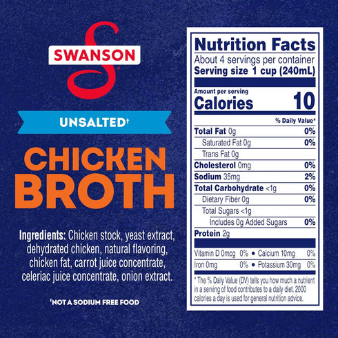 100% 32 oz (12 Pack) SWANSON S Natural Unsalted Chicken Broth, Carton