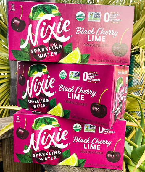 12 oz 24 pack 0 0 0 Nixie Sparkling Water, Black Cherry Lime | fl cans, | Organic, Vegan, Non-GMO, Gluten Free