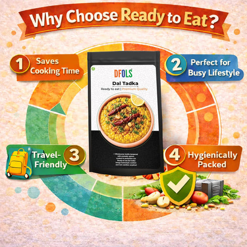 Dfols 0.49lb 7.76oz 220g Dal Tadka Ready to Eat Indian Lentil Curry