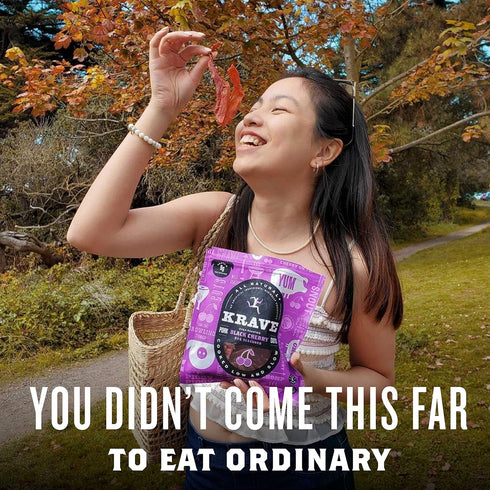Packed 2.7 (Pack 8) KRAVE All Natural Pork Jerky, Black Cherry BBQ - Protein Snacks Roasted for Maximum Flavor