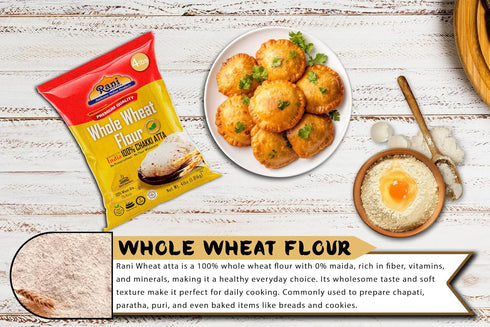 (100% 64oz (4lbs) 1.81kg Rani Chapati Flour Pure Whole Wheat Chakki Atta), For Making Roti & Indian Breads Bulk ~ All