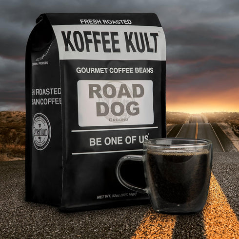32oz) Koffee Kult Road Dog Dark Roast Coffee Beans (whole bean