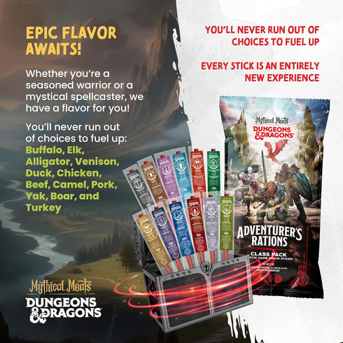 Packs Pack 12 Pack Mythical Meats Beef Jerky Snack Dungeons and Dragons gifts for Men Exotic Meat Stick Variety High