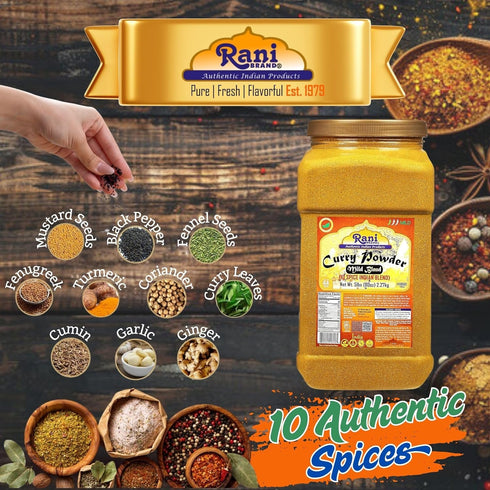 (10-Spice 5lbs (2.27kg) Rani Curry Powder Mild Authentic Indian Blend) PET Jar ~ All Natural | Salt-Free | NO Chili